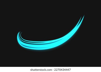 Blue horizontal lens flares pack. Laser beams, horizontal light rays.Beautiful light flares. Glowing streaks on dark background. Luminous abstract sparkling lined background.