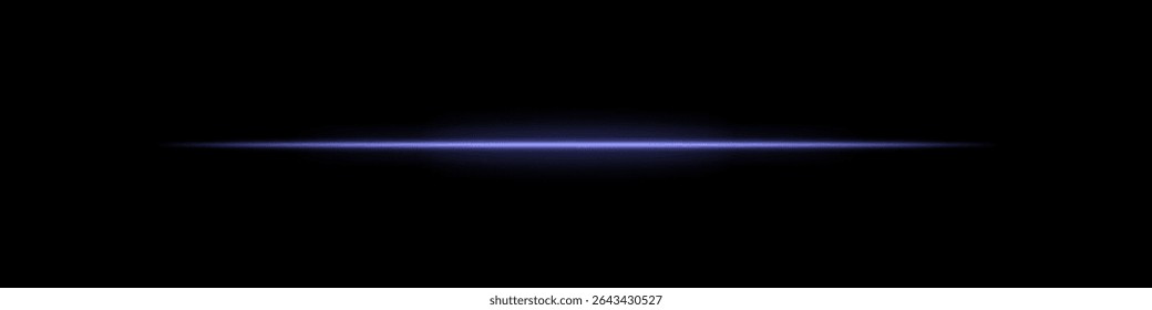 Blue horizontal light beam. Bright laser stripe with soft glow and fading edges on dark background. Perfect for sci-fi, transitions, futuristic flares, or abstract light effects.
