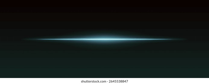 Haz de luz Horizontal azul sobre fondo degradado oscuro. La línea brillante y nítida con bordes suaves crea un efecto de ciencia ficción.