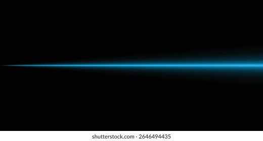 Blue horizontal line lighting glowing neon stripe beam with color spectrum energy wave gradient effect and vibrant light lines on black isolated background abstract art