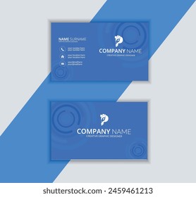 blue Horizontal name card, visiting card, Creative and professional business card design .vector modern abstract clean and simple business card template,  