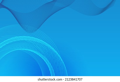 Blue horizontal template background with light gradient with beautiful wavy lines and circle for water-theme poster, digital business banner, official invitation, page cover and brochure. EPS10 vector