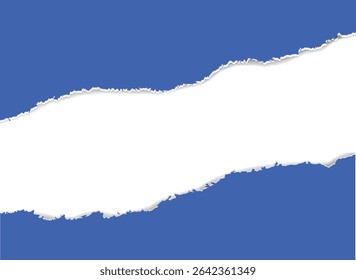Blue Horizontal Torn Paper Edge Ripped Paper With Gradient Mesh, Vector Illustration