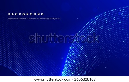 A blue horizontal wavy light spot background with a sense of technology