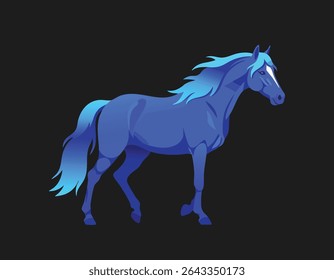 Blue Horse Artistic Illustration black background