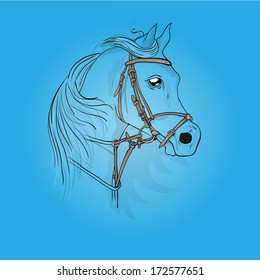 blue horse illustration vector