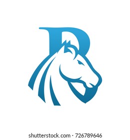 Blue Horse Initial B Single Color Vector Logo