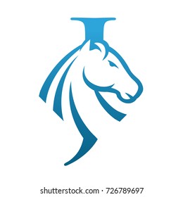 Blue Horse Initial J Single Color Vector Logo