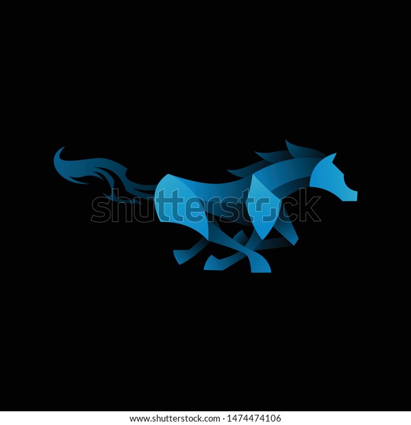 Blue Horse Logo Icon Template Geometric Stock Vector (Royalty Free