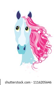 Blue horse, Magic print poster, kid room art, unicorn magic print, Horse wall art