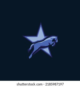 Blue horse and star logo vector, Perfect to use for all business especially horse animal characters.