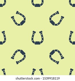 Blue Horseshoe icon isolated seamless pattern on yellow background.  Vector Illustration