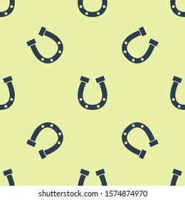 Blue Horseshoe icon isolated seamless pattern on yellow background.  Vector Illustration