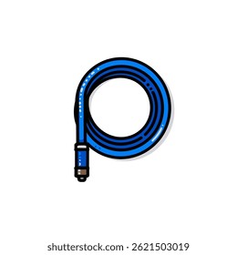 Mangueira azul se curva artisticamente sobre fundo limpo