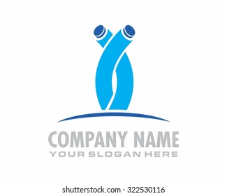blue hose pipe cylinder cable logo image icon 2