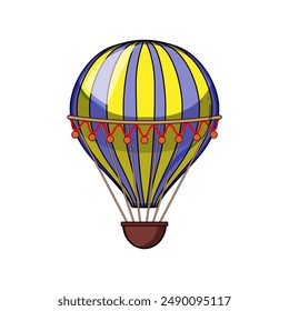 blue hot air balloon cartoon. cloud nature, travel sun, adventure fly blue hot air balloon sign. isolated symbol vector illustration