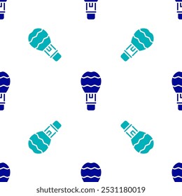 Blue Hot air balloon icon isolated seamless pattern on white background. Air transport for travel.  Vector