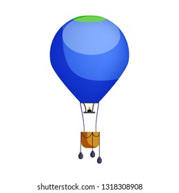 Blue hot air balloon isolated vector. Festival, journey, airship. Aerostat concept. Vector can be used for topics like transportation, aviation, travel