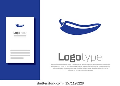 Blue Hot chili pepper pod icon isolated on white background. Design for grocery, culinary products, seasoning and spice package, cooking book. Logo design template element. Vector Illustration