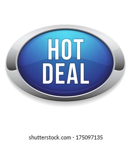 Blue hot deal button with metallic border