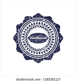 Blue hot dog icon inside distress rubber grunge texture seal