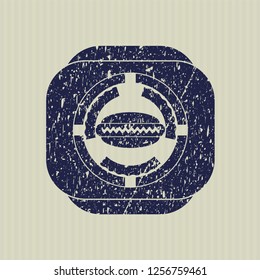 Blue hot dog icon inside grunge style stamp