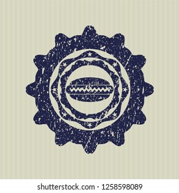 Blue hot dog icon inside rubber seal