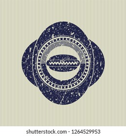 Blue hot dog icon inside distressed grunge seal