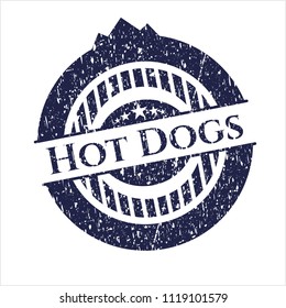 Blue Hot Dogs distress rubber seal with grunge texture