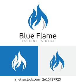 Blue Hot Fire Flame Nature Camping Adventure Logo Template