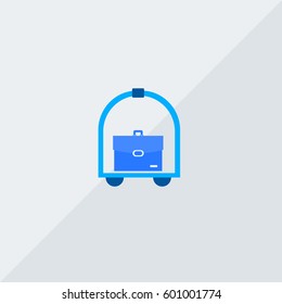 Blue Hotel Baggage Cart Vector Icon, The symbol of baggage cart for hotels. Simple, modern flat vector illustration for mobile app, website or desktop app  