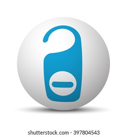 Blue Hotel Hanger icon on sphere on white background