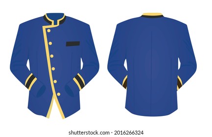 Blue hotel receptionist uniform. vector