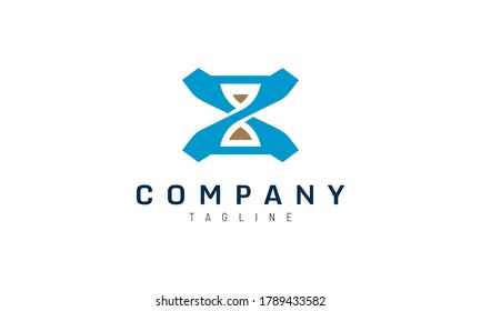Blue hourglass logo template for brand business identity