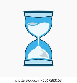 Blue hourglass vector design seen from the front on a white background