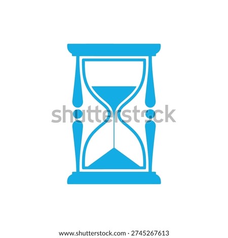 Blue hourglass with white background sand timer symbol