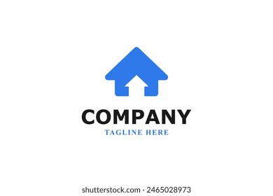 blue house and arrow logo