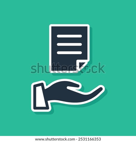 Blue House contract icon isolated on green background. Contract creation service, document formation, application form composition.  Vector