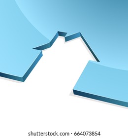 Fondo vectorial de forma de corte de la casa azul. Plantilla de folleto inmobiliario.