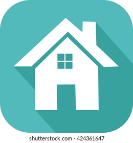 Blue house icon in flat design style
