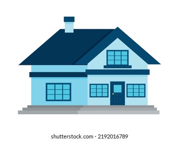 blue house icon isolated flat