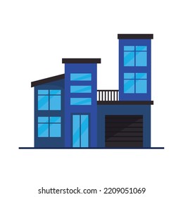 blue house icon over white
