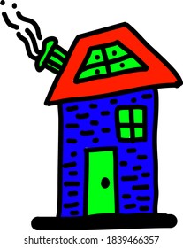 Blaues Haus, Illustration, Vektorgrafik auf weißem Hintergrund