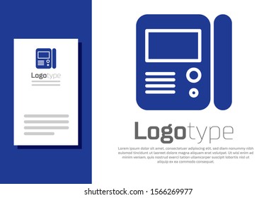 Blue House intercom system icon isolated on white background. Logo design template element. Vector Illustration