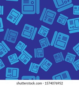 Blue House intercom system icon isolated seamless pattern on blue background.  Vector Illustration
