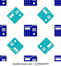 Blue House intercom system icon isolated seamless pattern on white background.  Vector Illustration