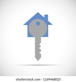blue house key vector icon illustration EPS10