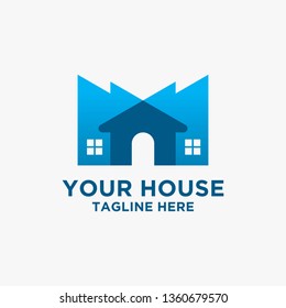 Blue house logo design