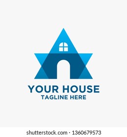 Blue house logo design