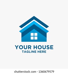 Blue house logo design